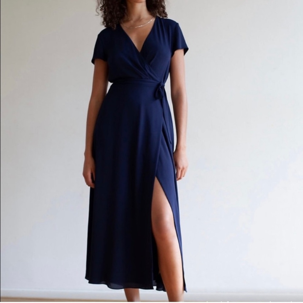 Aritzia Babaton Slit Wrap Dress in Pure Indigo